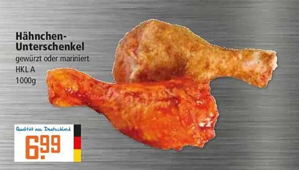 Hähnchen-Unterschenkel gewürzt oder mariniert HKL A 1000g