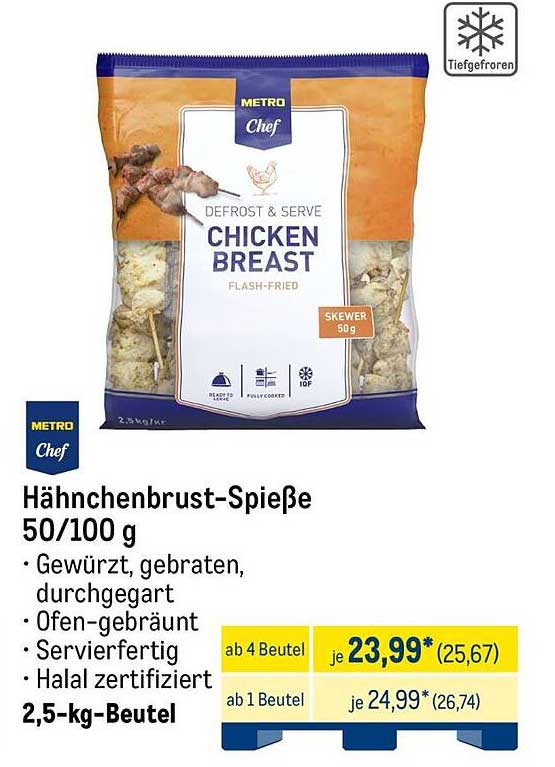 Hähnchenbrust-Spieße 50/100 g