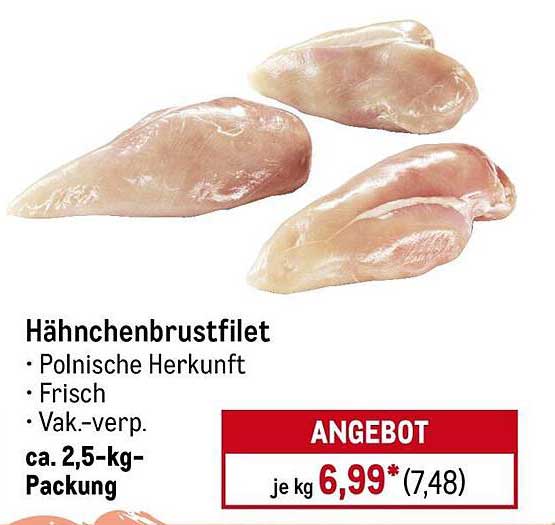Hähnchenbrustfilet - Polnische Herkunft, frisch, 2,5-kg-Packung