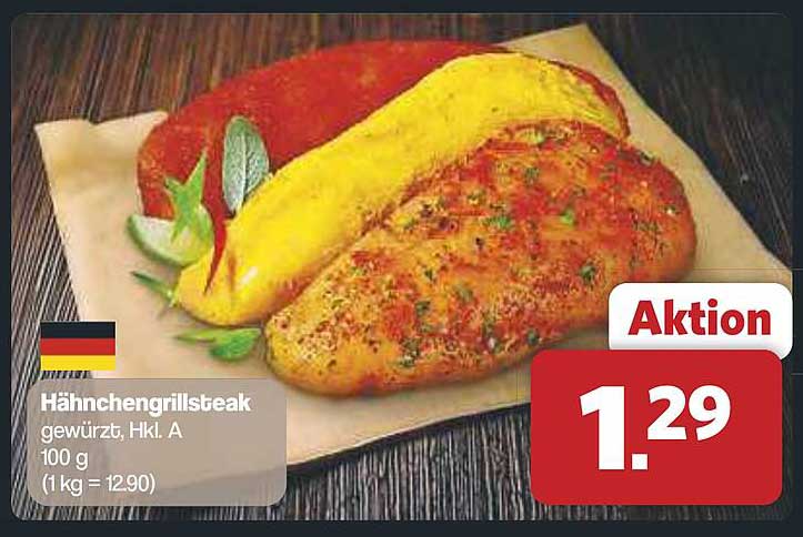 Hähnchengrillsteak gewürzt, Hkl. A 100 g
