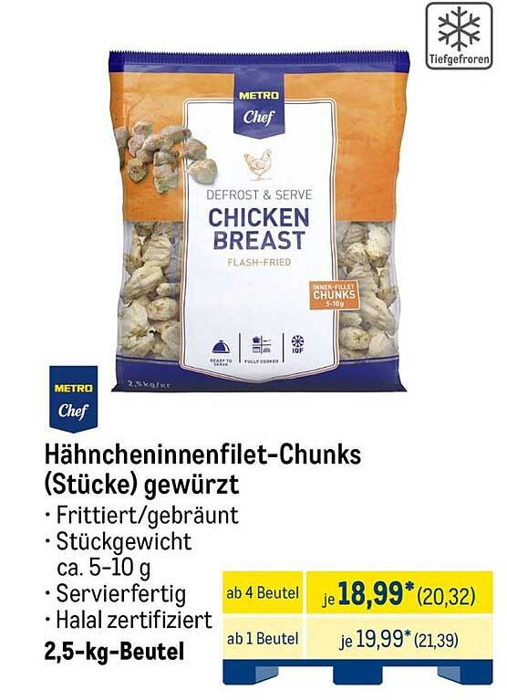 Hähncheninnenfilet-Chunks (Stücke) gewürzt