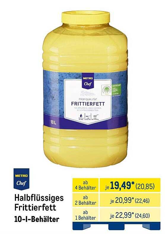Halbflüssiges Frittierfett 10-I-Behälter