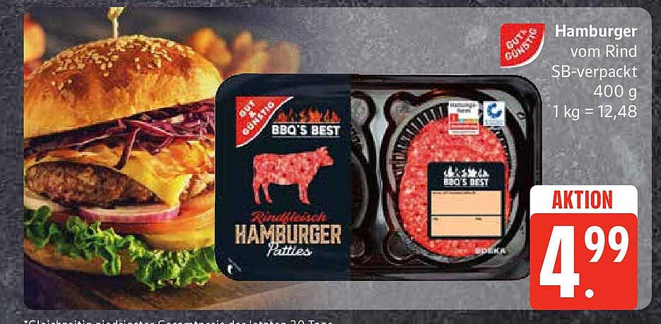 Hamburger vom Rind SB-verpackt 400 g