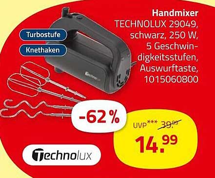 Handmixer TECHNOLUX 29049, schwarz, 250 W