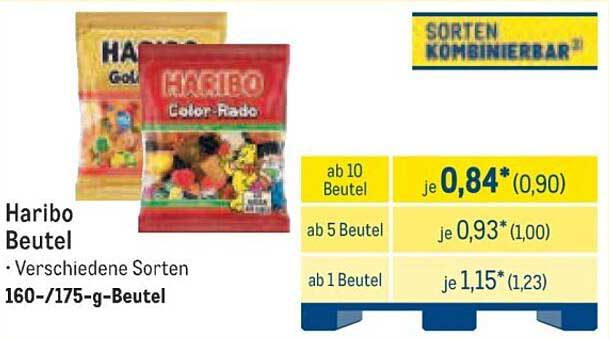Haribo Beutel – Verschiedene Sorten 160-/175-g-Beutel
