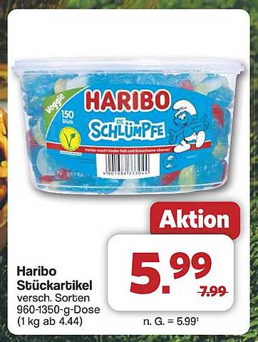 Haribo Stückartikel Die Schlümpfe 150 Stück