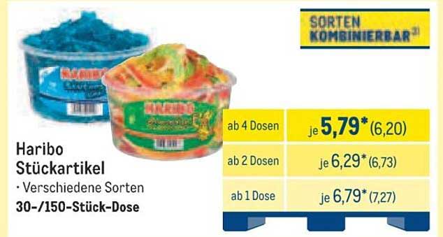 Haribo Stückartikel – Verschiedene Sorten 30-/150-Stück-Dose