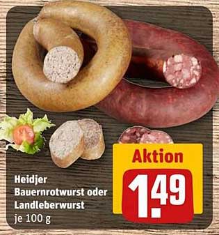 Heidjer Bauernrotwurst oder Landleberwurst je 100 g