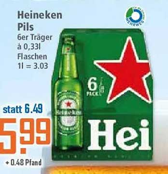 Heineken Pils 6er Träger à 0,33l Flaschen