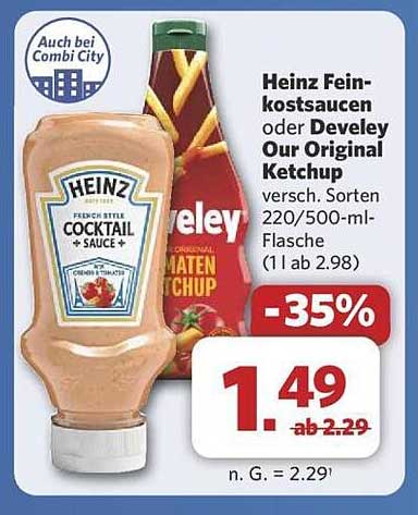 Heinz Feinkostsaucen oder Develey Our Original Ketchup, verschiedenste Sorten 220/500-ml-Flasche