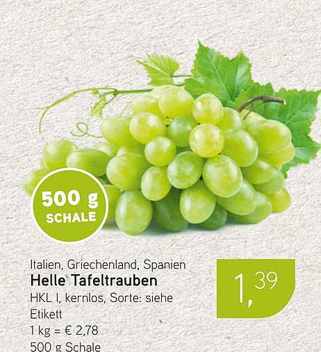 Helle Tafeltrauben 500 g Schale