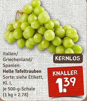 Helle Tafeltrauben - kernlos und frisch aus Italien, Griechenland und Spanien