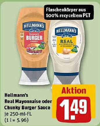 Hellmann's Real Mayonnaise oder Chunky Burger Sauce 250 ml