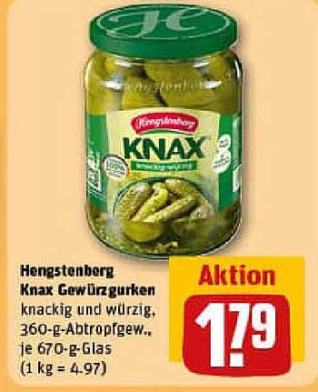 Hengstenberg Knax Gewürzgurken 360-g-Glas