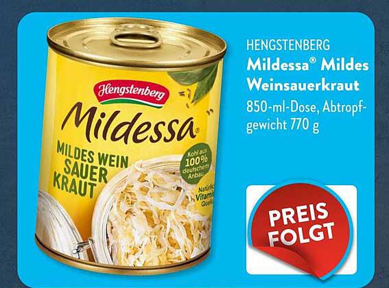 Hengstenberg Mildessa® Mildes Weinsauerkraut 850-ml-Dose