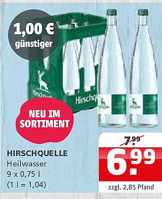 HIRSCHQUELLE Heilwasser 9 x 0,75 l