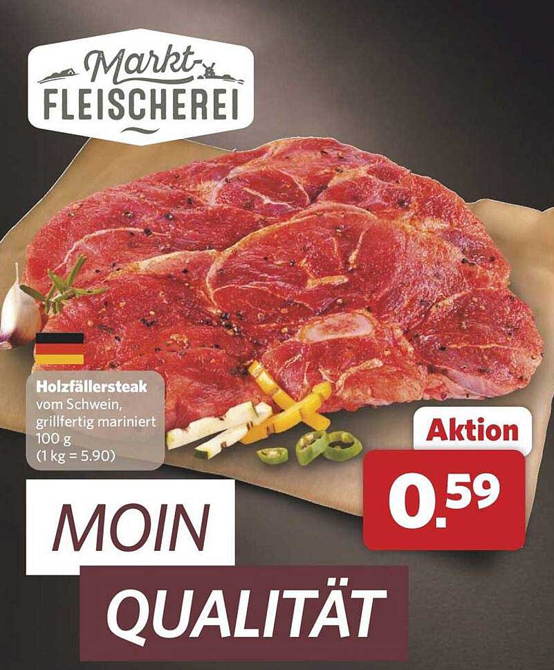 Holzfällersteak vom Schwein, grillfertig mariniert