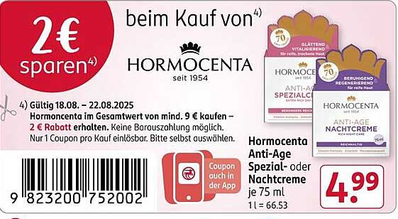 Hormocenta Anti-Age Spezial- oder Nachtcreme 75 ml