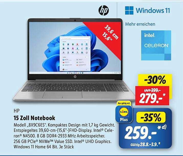 HP 15 Zoll Notebook – Kompakt und Leistungsstark