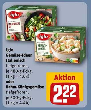 Iglo Gemüse-Ideen Italienisch oder Rahm-Königsgemüse tiefgefroren