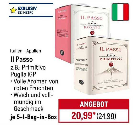 IL PASSO Primitivo Puglia IGP - 5 l Bag-in-Box