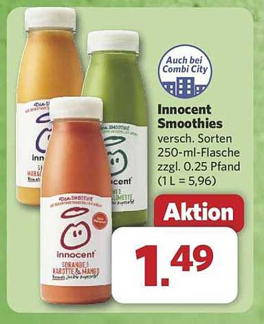 Innocent Smoothies – Verschiedene Sorten 250-ml-Flasche