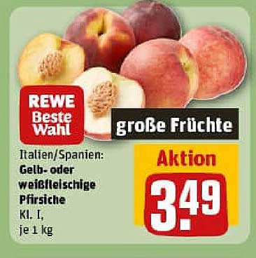 Italien/Spanien: Gelb- oder weißfleischige Pfirsiche Kl. I, je 1 kg