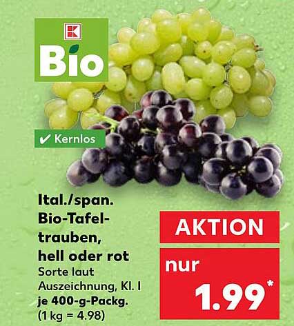 Ital./span. Bio-Tafeltrauben, hell oder rot