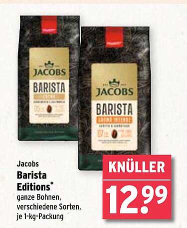 Jacobs Barista Editions – Ganze Bohnen, verschiedene Sorten, je 1-kg-Packung