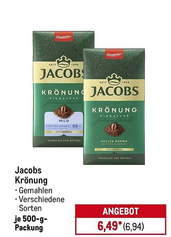 Jacobs Krönung - Gemahlener Kaffee in verschiedenen Sorten | 500-g-Packung