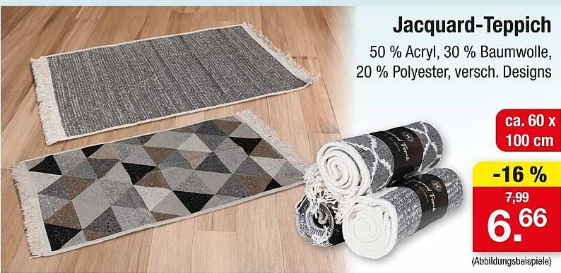 Jacquard-Teppich - 50 % Acryl, 30 % Baumwolle, 20 % Polyester, verschiedene Designs