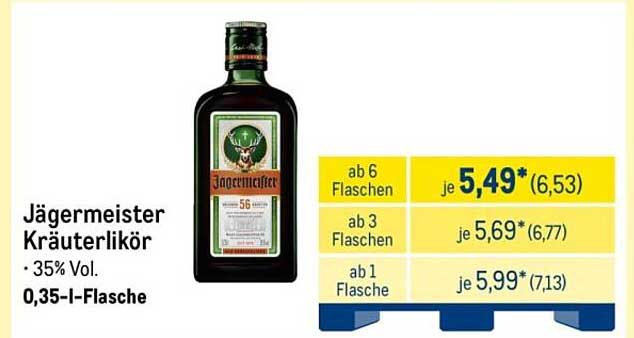 Jägermeister Kräuterlikör 0,35 l - 35 % Vol.