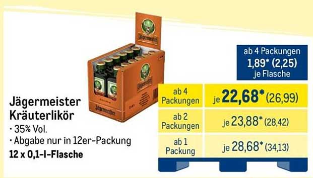 Jägermeister Kräuterlikör 12 x 0,1 l-Flasche