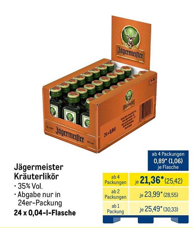 Jägermeister Kräuterlikör 24 x 0,04 l