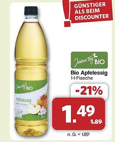 Jeden Tag BIO Apfelessig 1-l-Flasche