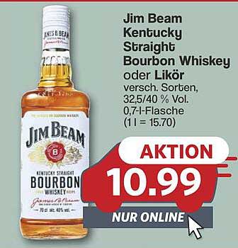 Jim Beam Kentucky Straight Bourbon Whiskey oder Likör 0,7 l