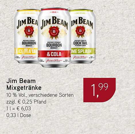 Jim Beam Mixgetränke 10 % Vol., verschiedene Sorten