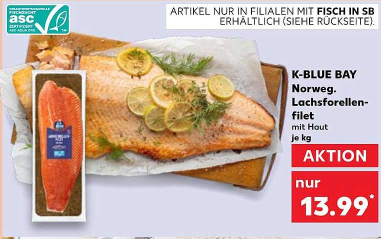 K-BLUE BAY Norweg. Lachsforellenfilet mit Haut je kg