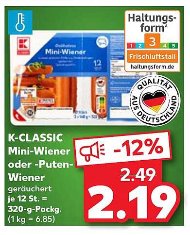 K-CLASSIC Mini-Wiener oder -Puten-Wiener 320 g