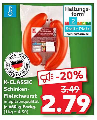 K-CLASSIC Schinken-Fleischwurst - 20% Rabatt