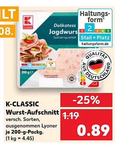 K-CLASSIC Wurst-Aufschnitt - Delikatess Jagdwurst