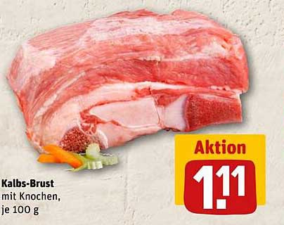 Kalbs-Brust mit Knochen, je 100 g