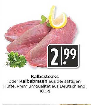 Kalbssteaks oder Kalbsbraten aus der saftigen Hüfte, Premiumqualität aus Deutschland, 100 g