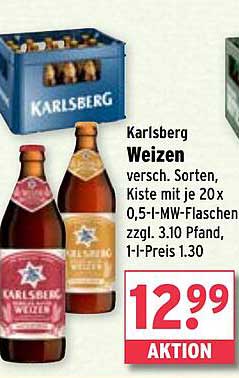 Karlsberg Weizen - verschiedene Sorten, Kiste mit 20 x 0,5 l MW-Flaschen