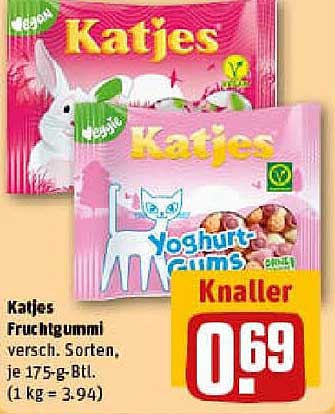 Katjes Fruchtgummi, verschiedene Sorten, je 175-g-Btl.
