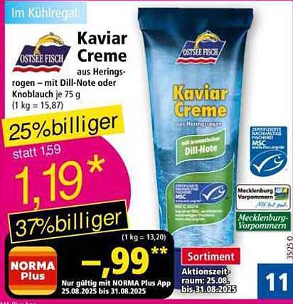 Kaviar Creme aus Heringsrogen mit Dill-Note oder Knoblauch je 75 g