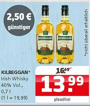 Kilbeggan Irish Whisky 0,7 l - jetzt nur 13,99 €
