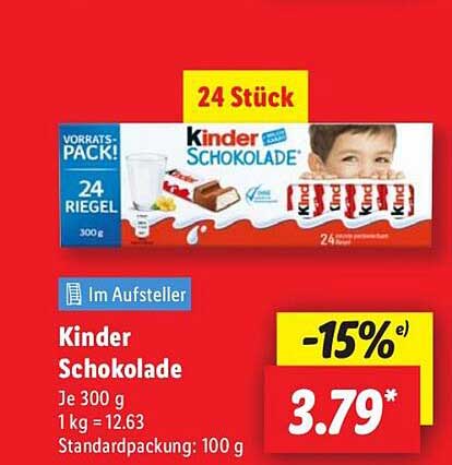 Kinder Schokolade 300 g - 24 Stück