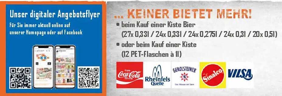 Kiste Bier oder Kiste PET-Flaschen beim K+K Klaas & Kock