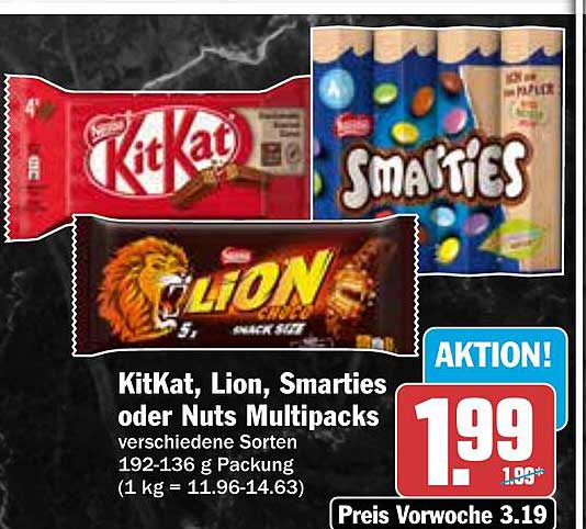 KitKat, Lion, Smarties oder Nuts Multipacks – verschiedene Sorten